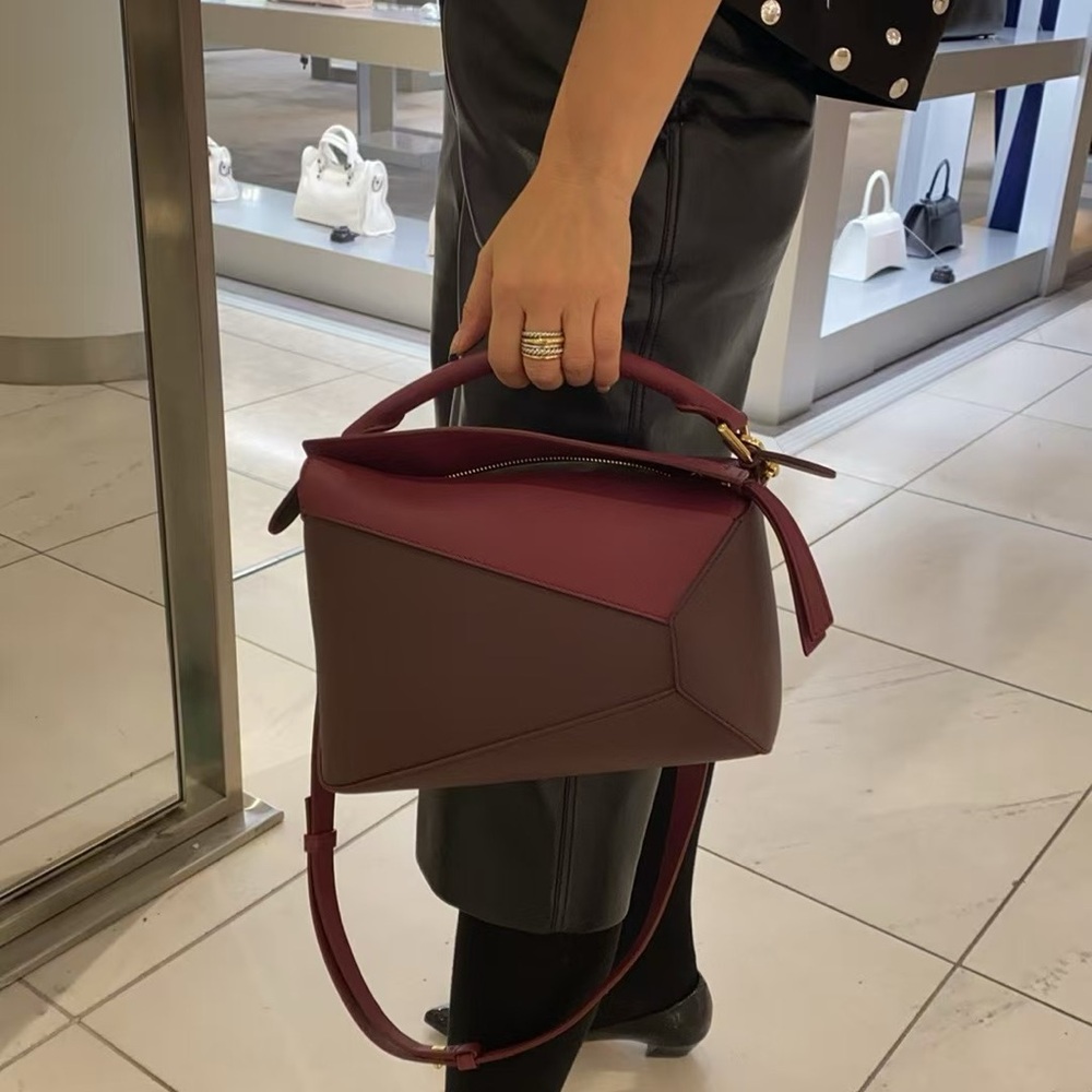 Loewe small Puzzle burgundy bicolour